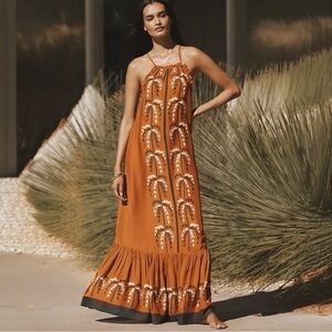 Anthropologie x LouLou Avenue Bohemian Terracotta Maxi Dress Size XL